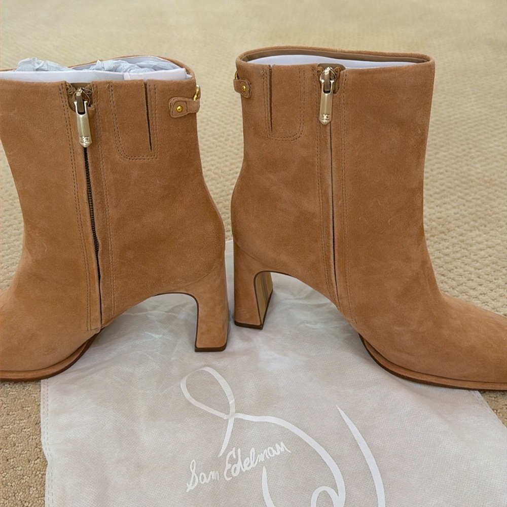 Beige camel colored suede boots by Sam Edelman - Picture 3 of 8